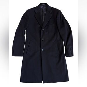 Caruso Mens Sz 40R Blacl Wool Cashmere Blend 3 Button Closure Coat Italy